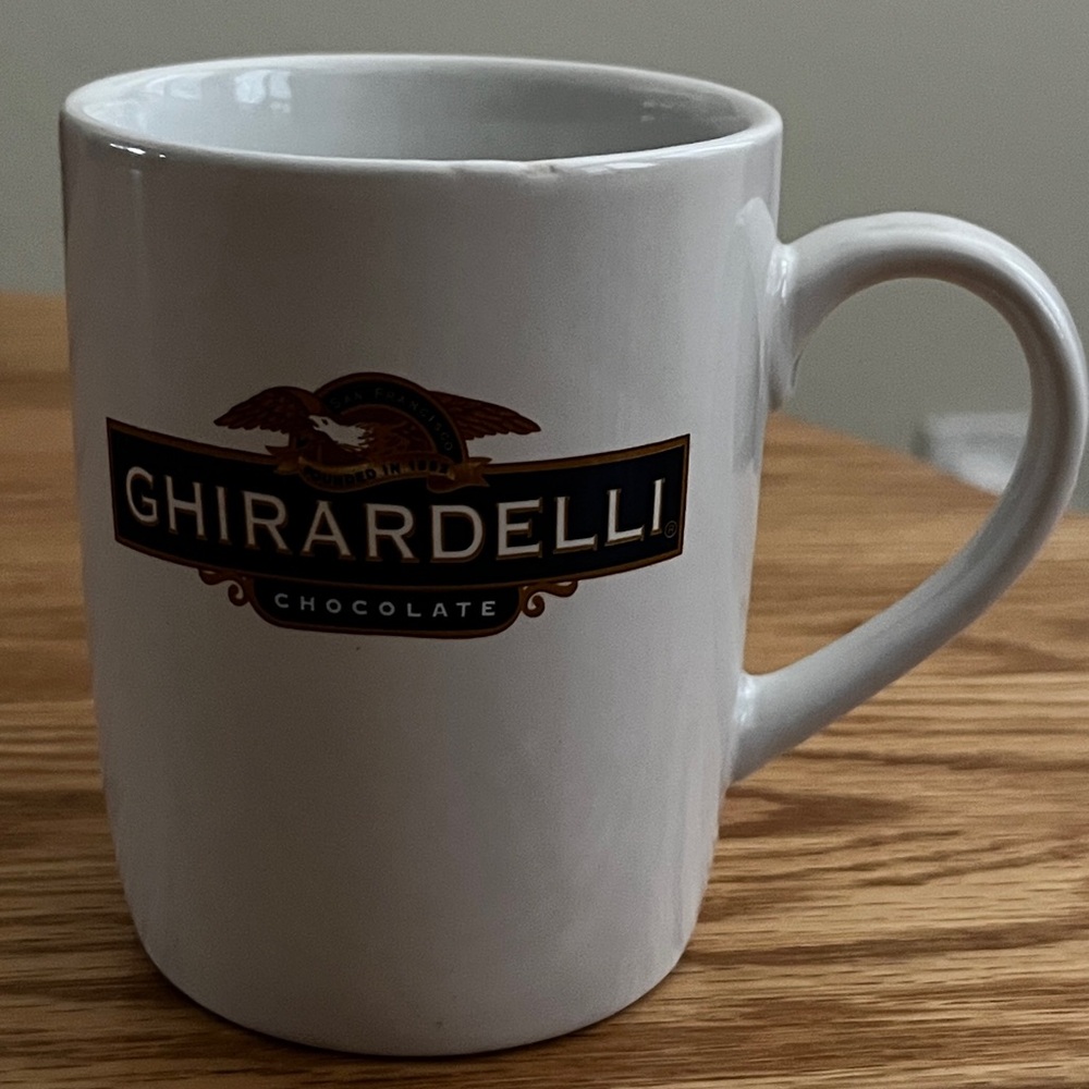 Stylish White Ceramic Ghirardelli Chocolate Coffee Mug